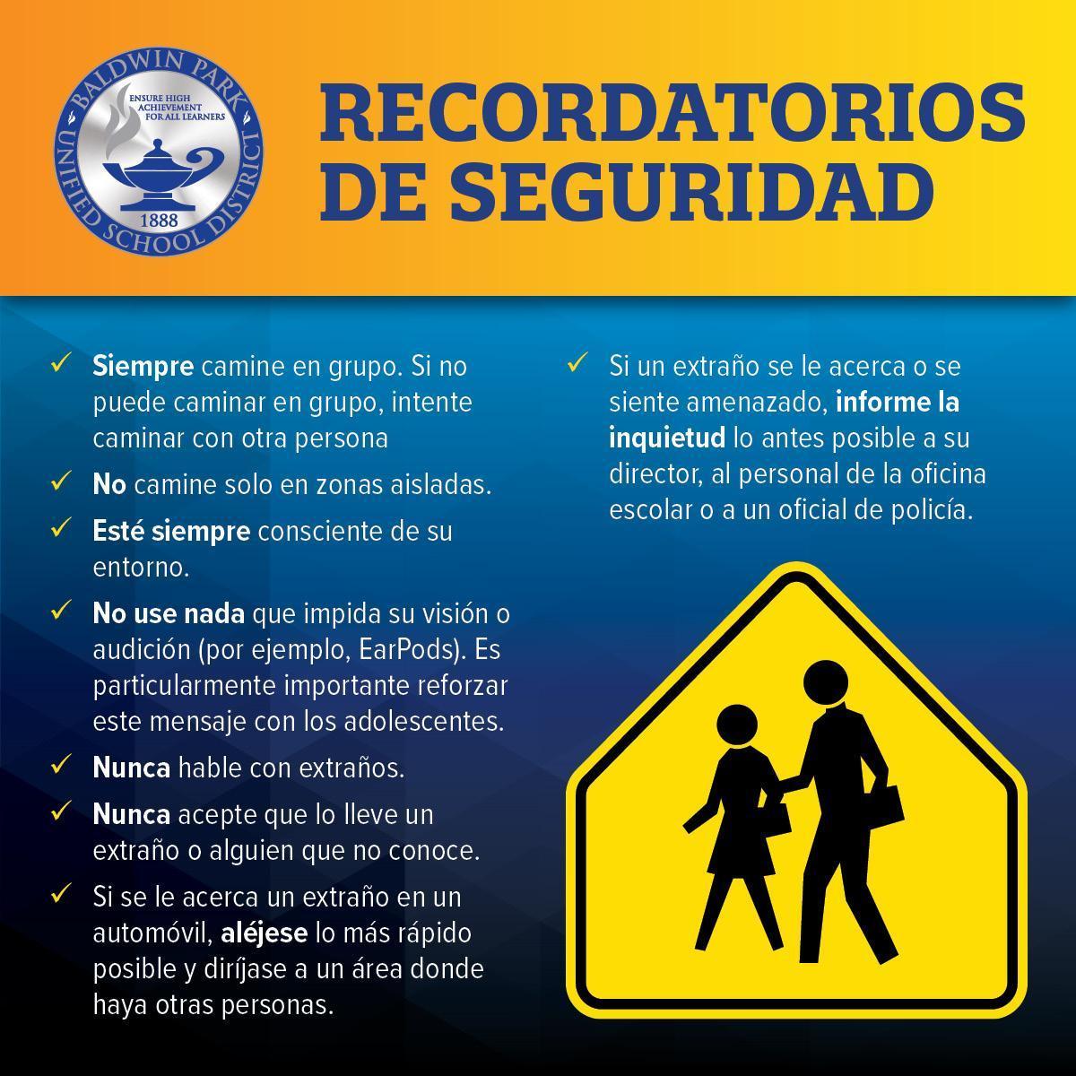 Safety Reminder SPANISH